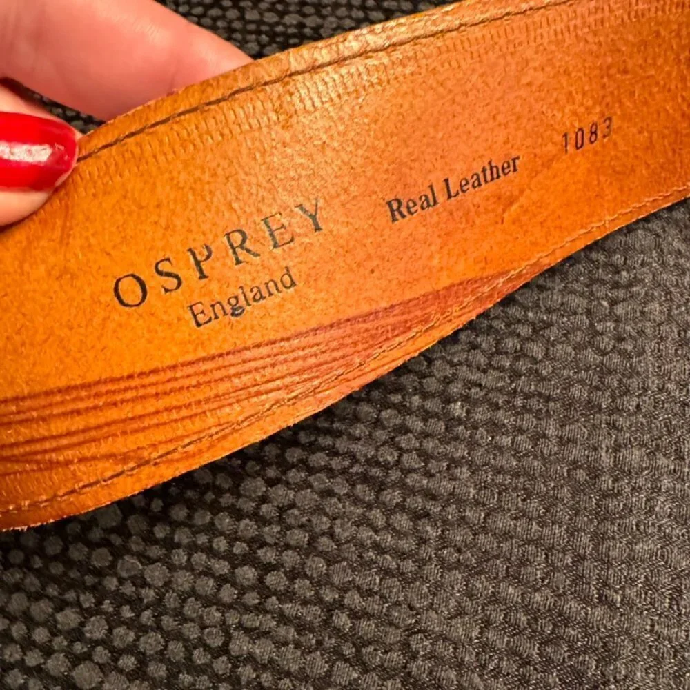 Osprey London Womens Genuine Leather Belt Forest Green Brown EUC Size 30 Small M
